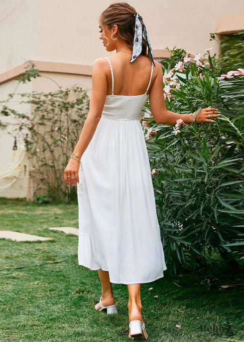 Sexy White Lace Boho Maxi Dress Kimana